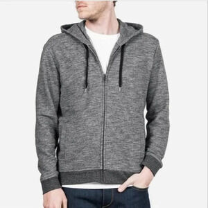 Everlane Mens Full-zip Spacedye black hooded sweatshirt Logo Hoodie M Athleisure